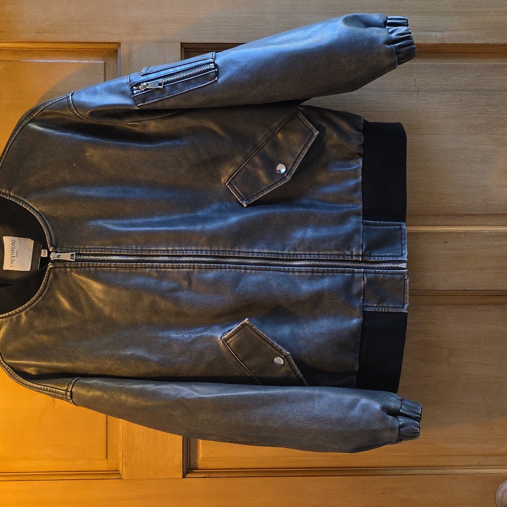 Copperose Paris Black Leather Bomber Jacket s/m